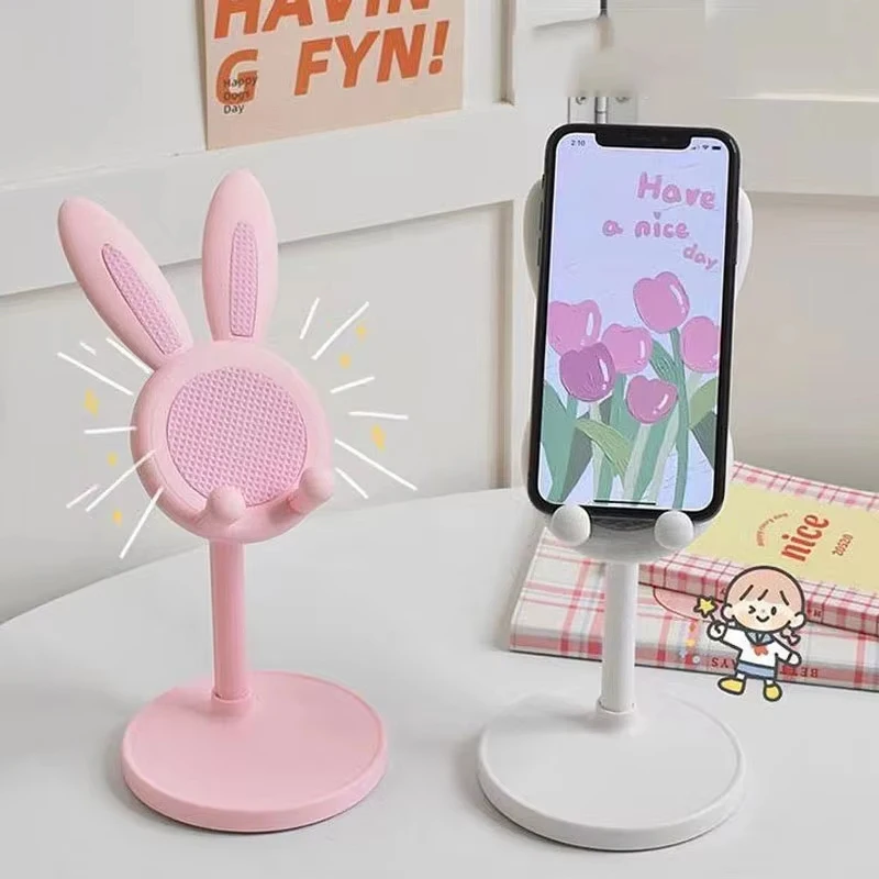 Il supporti per telefono Bunny presenta un design telescopico ad altezza regolabile, compatibilità universale per telefoni, tablet, un simpatico arredamento per il desktop