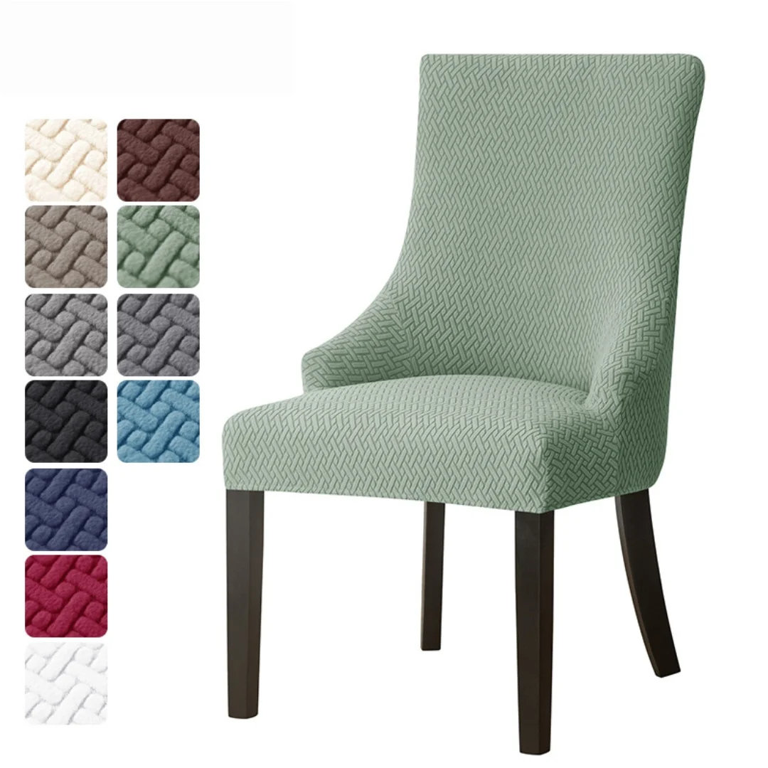 1PC Jacquard Dining Chair Covers Elastic High Back Sloping Chair Cover Strech Accent Wedding Chairs Seat Slipcover for Home Part