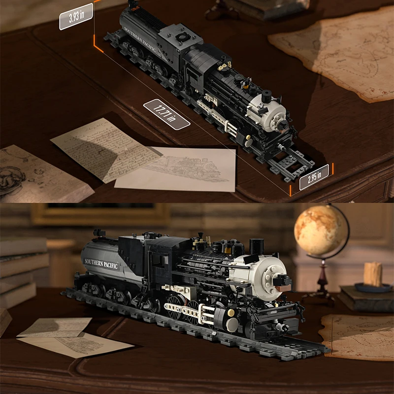 1/38 CN5700 قطار البخار بناء بروك عدة تحصيل قاطرة البخار الهندسة لعبة قطار نموذج الطوب عدة مع مسارات القطار