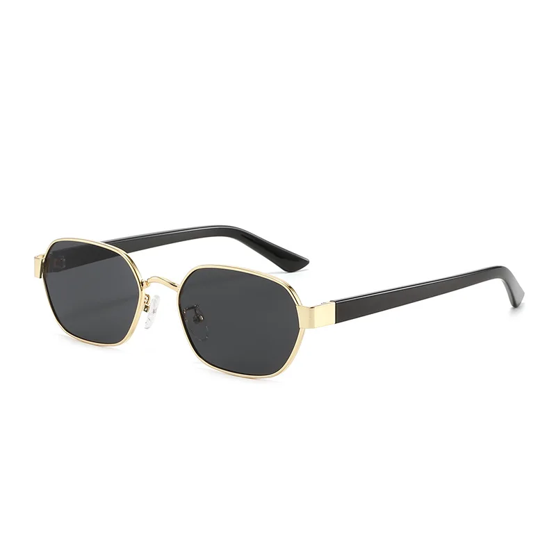 2026 Neue Polygon Metall Quadratische Sonnenbrille, Vintage Mode UV400 Schutzbrille für Runde Gesichter