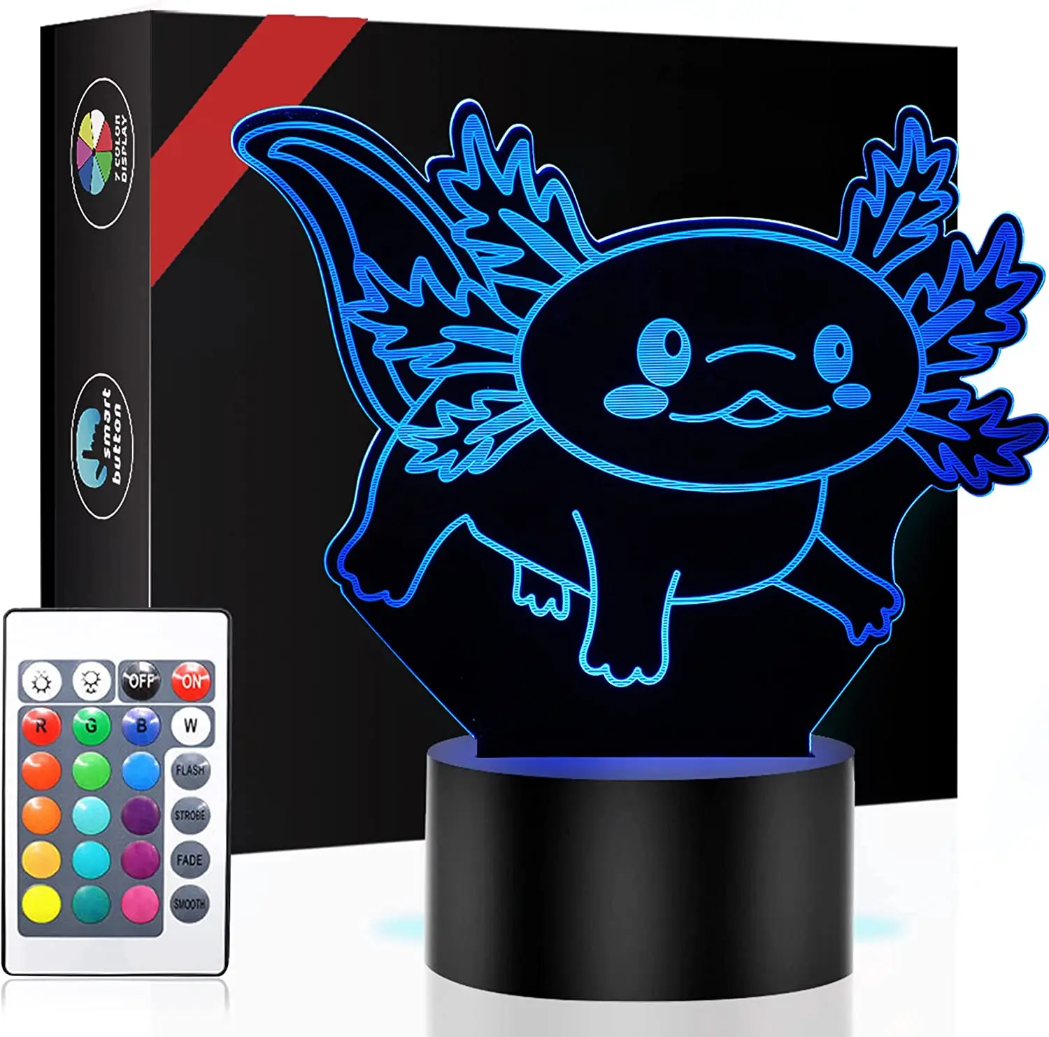 3D Axolotl Lamp Night Light 16 Colors Changing Illusion Lamp Bedroom Decor as Xmas Holiday Birthday Gifts for Boys Girls