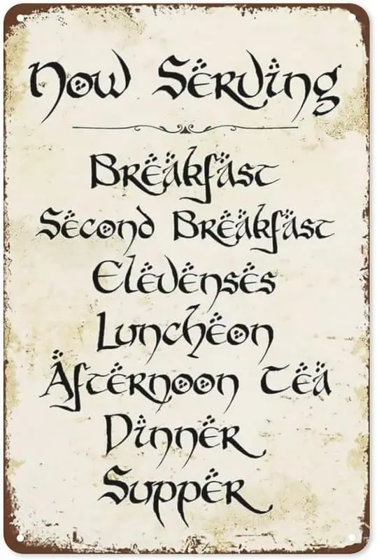 Vintage Funny Metal Tin Sign Second Breakfast Poster Kitchen Sign Gift For Lotr Fans Metal Signage 12X8 Inches