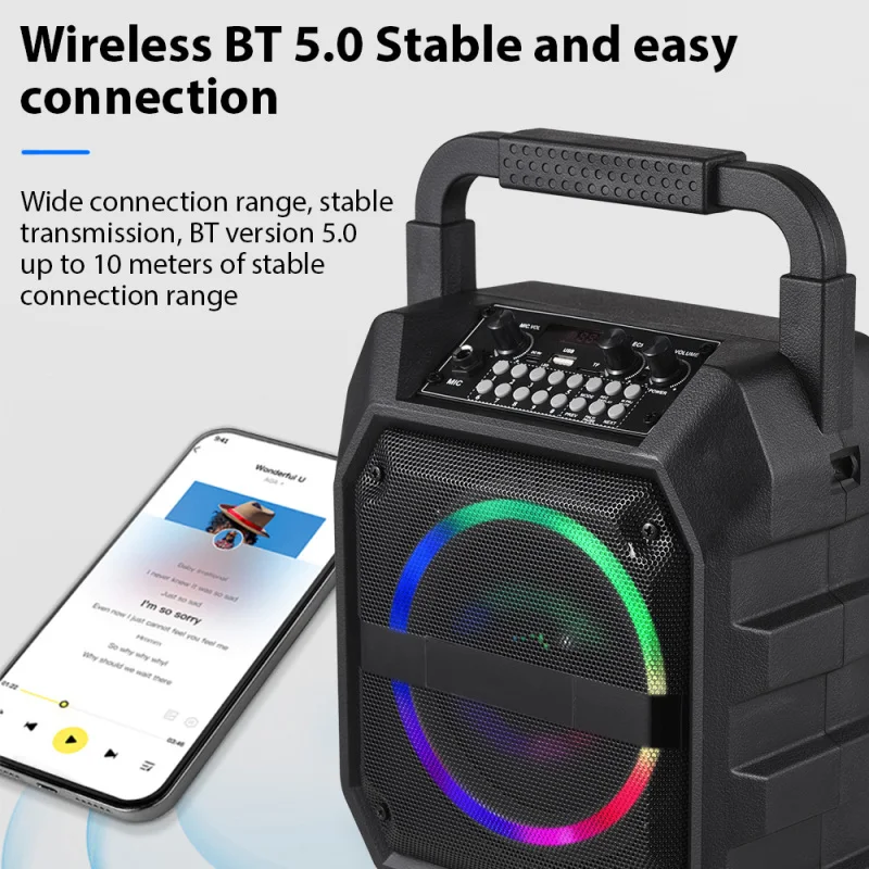 Wireless Musical Instrument Speakers Set Electronic Musical Instrument Accessories with 2 Microphone LED Color Light for Party