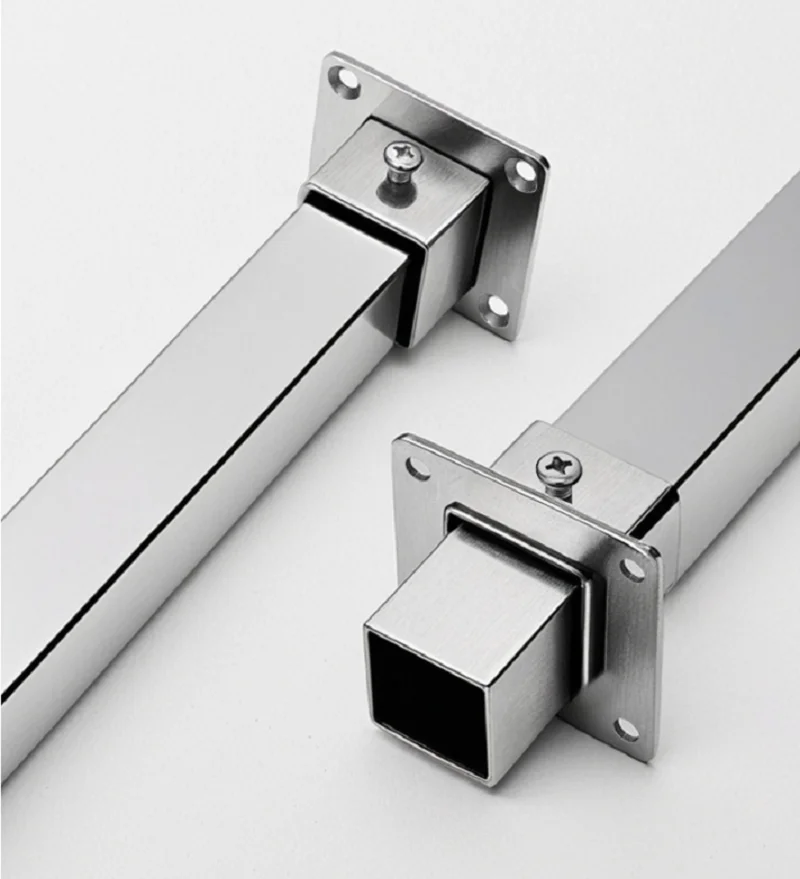 4PCS 20MM 25MM 30MM Stainless Steel Square Tube Flange Base Universal Side Mounted Pipe Seat Pipe Bracket