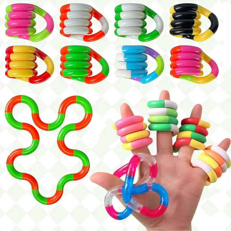 2Pcs Rainbow Circle Tangle Rope Twist Fidget Toy - Sensory Autism Therapy Anti Stress Kids Fidget Toy Jouet Antiestres Niños