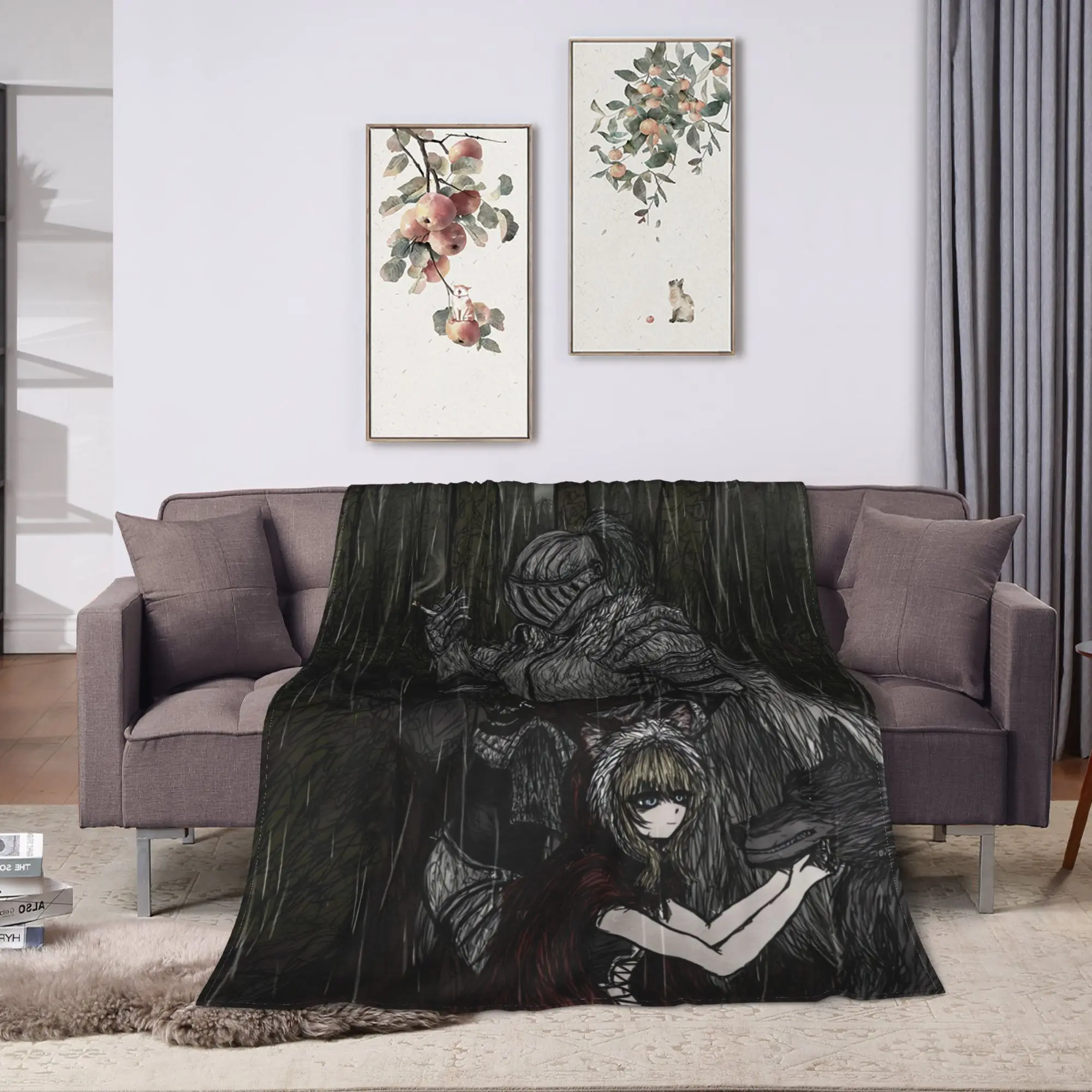 Game Black Souls Anime Flannel Blanket  Soft Durable Throw Blanket for Home Decor Travel Office Novelty Bedspread Sofa Bed Cover
