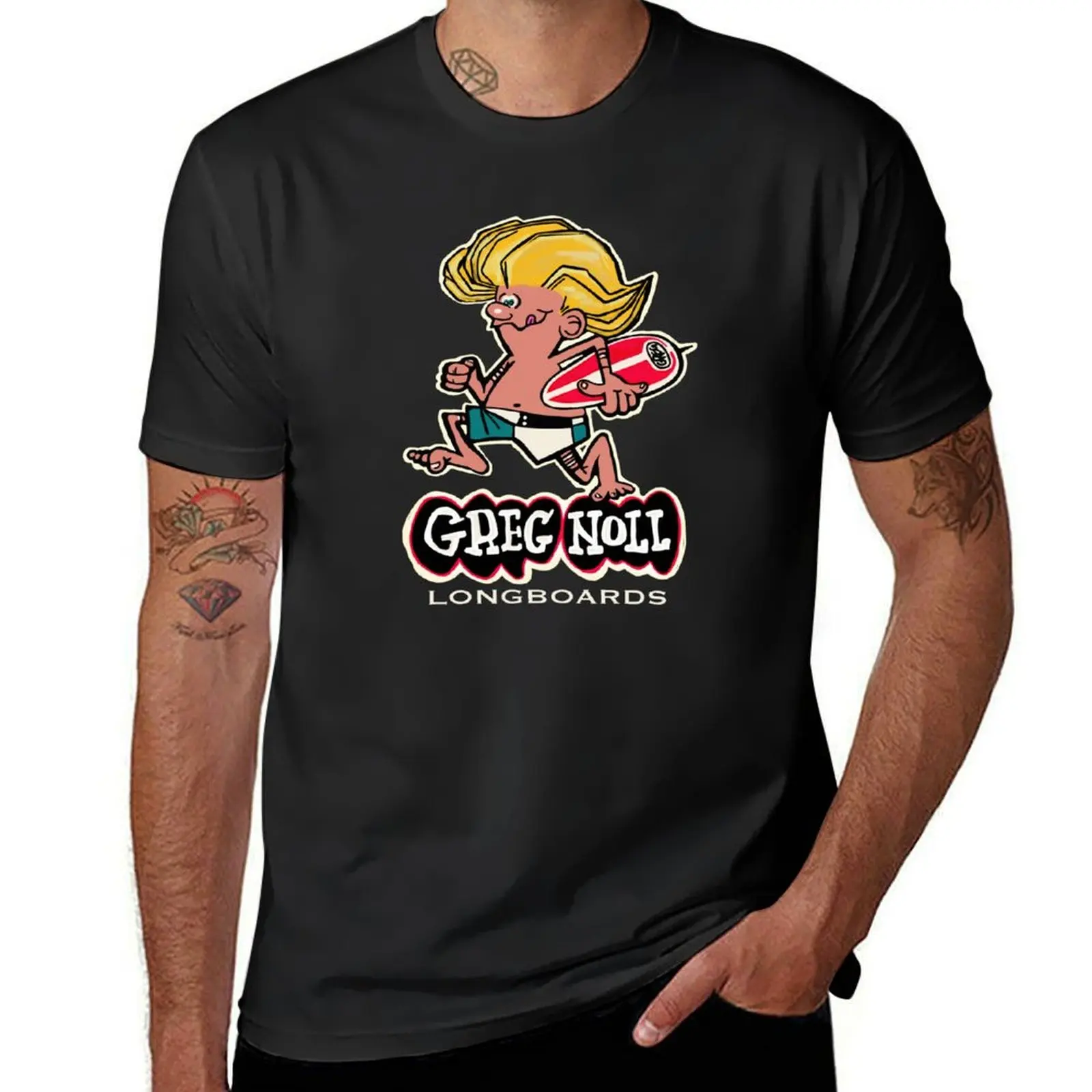 

Vintage Greg Noll longboards surfer running man T-Shirt shirts graphic tees blacks Anime t-shirt Men's t-shirt
