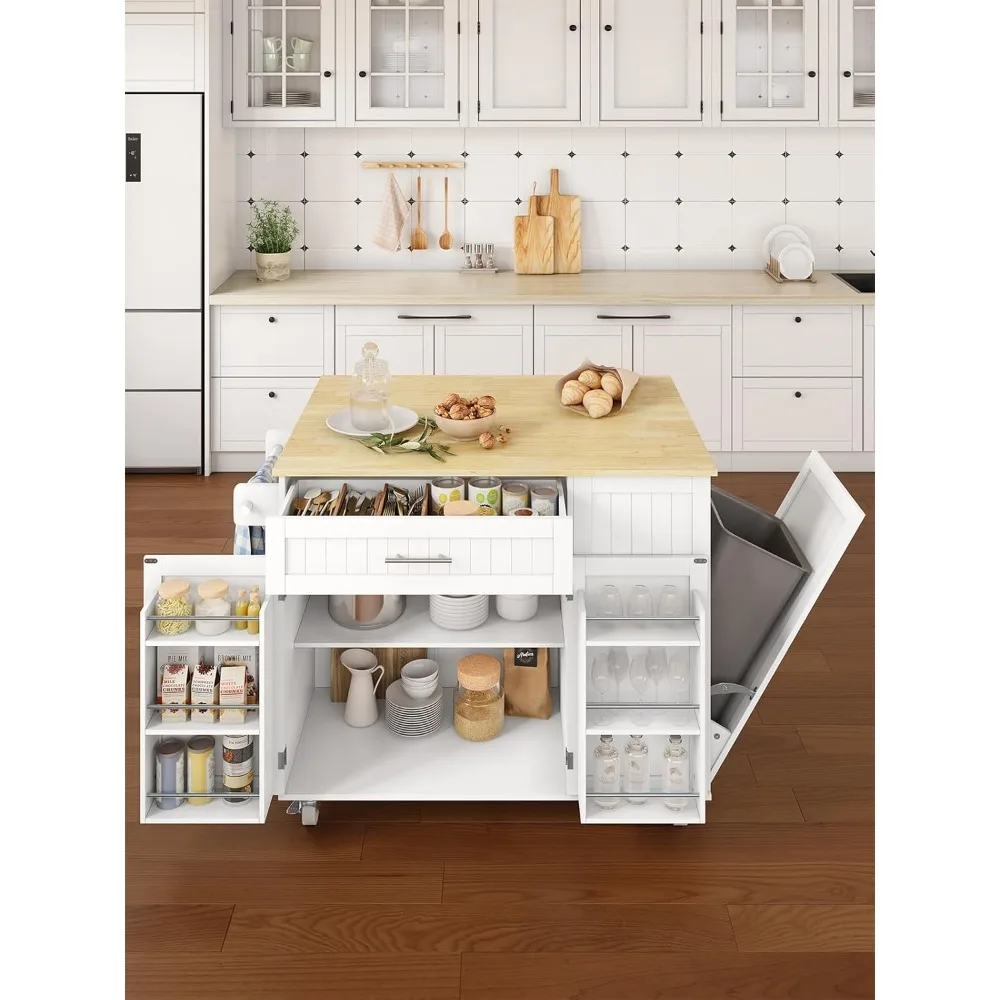 

43.3 inch kitchen island with storage, kitchen island table, rolling kitchen island cart with wheels