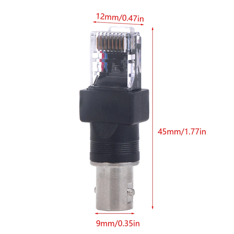 BNC fêmea Jack para RJ45 macho plugue RF adaptador, conector coaxial, alta qualidade, preto, 1pc