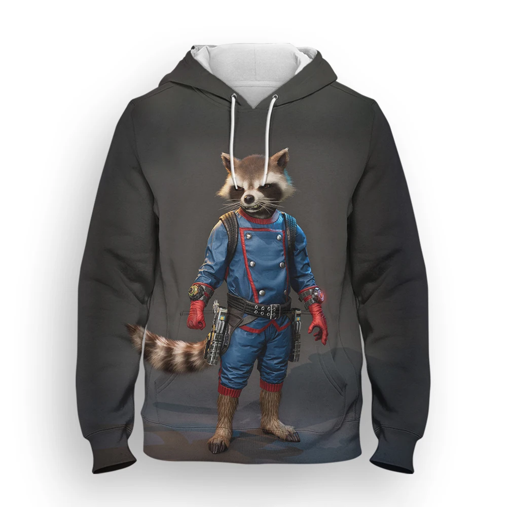 Miniso Rocket Raccoon Hoodies Cartoon Anime 3D Printed Men Women Oversized Sweatshirts Hoodie Pullovers Tracksuits Clothing