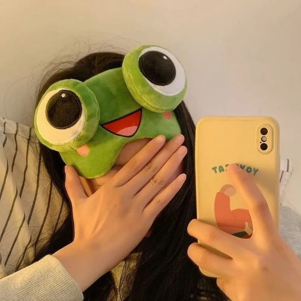 Lovely Cartoon Frog Sleep Eye Mask Skin-friendly Breathable Shading 3D Eye Mask Green Big Eyes Sleep Mask Travel Nap