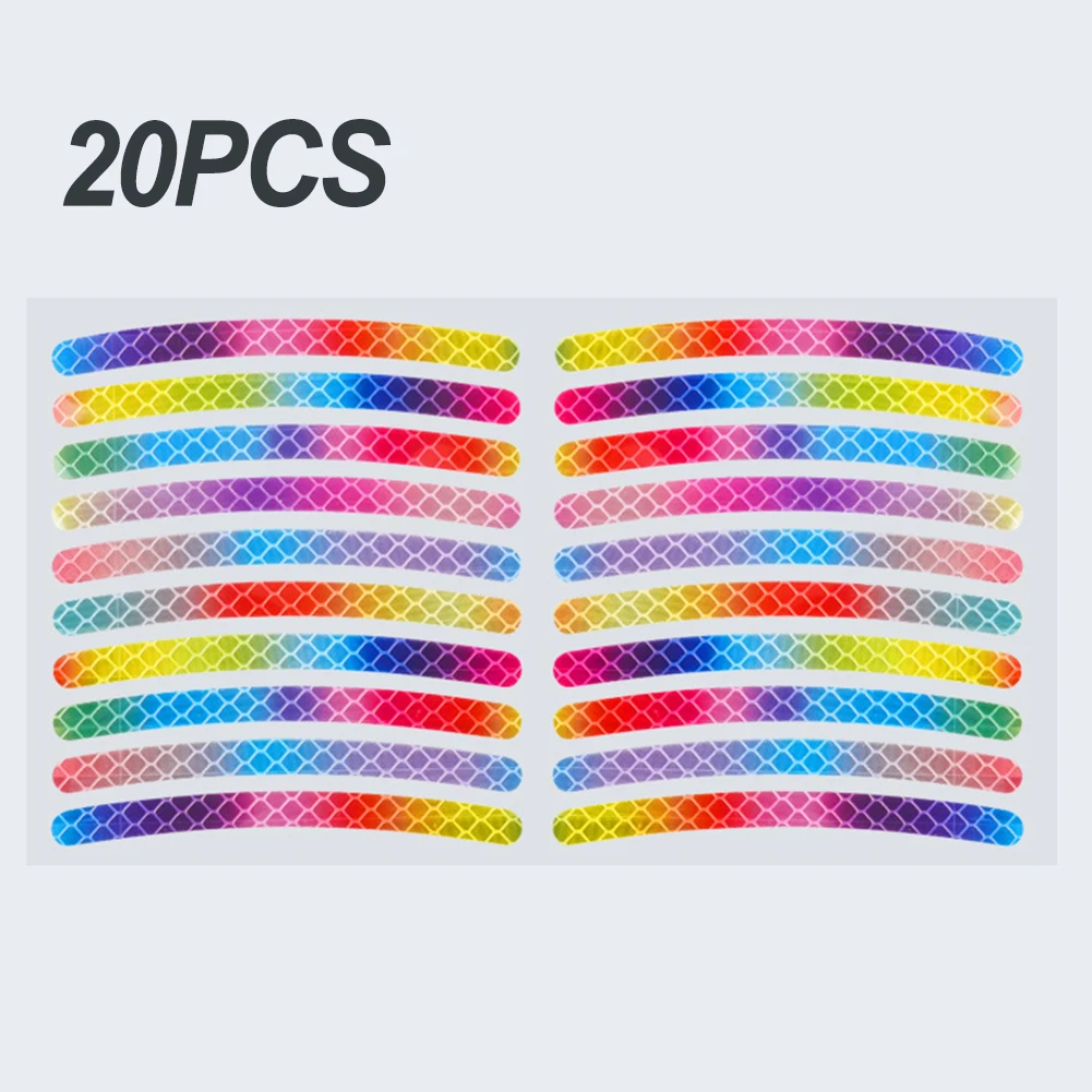 Rainbow Reflective Sticker 10/20Pcs/Set Bicycle Rainbow Reflective Sticker Car Motocycle Night Sticker 10Ps 20PCS Bike Sticker