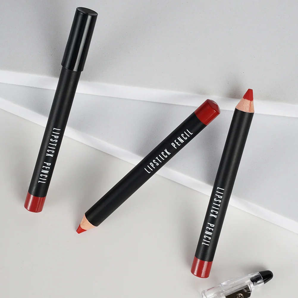 Lápices delineadores de labios para mujer, 2 uds., acabado mate, lápiz labial de larga duración, a prueba de manchas, aspecto Natural, fácil de sujetar, barril de madera