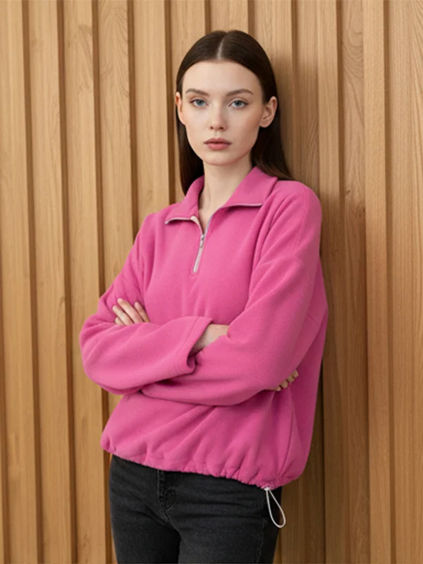 

Solid Color Chic Ziper Women Coats Long Sleeves Comfortable Surface Commute Lapel V-neck Blouses 2026 Lady Autumn Outerwears