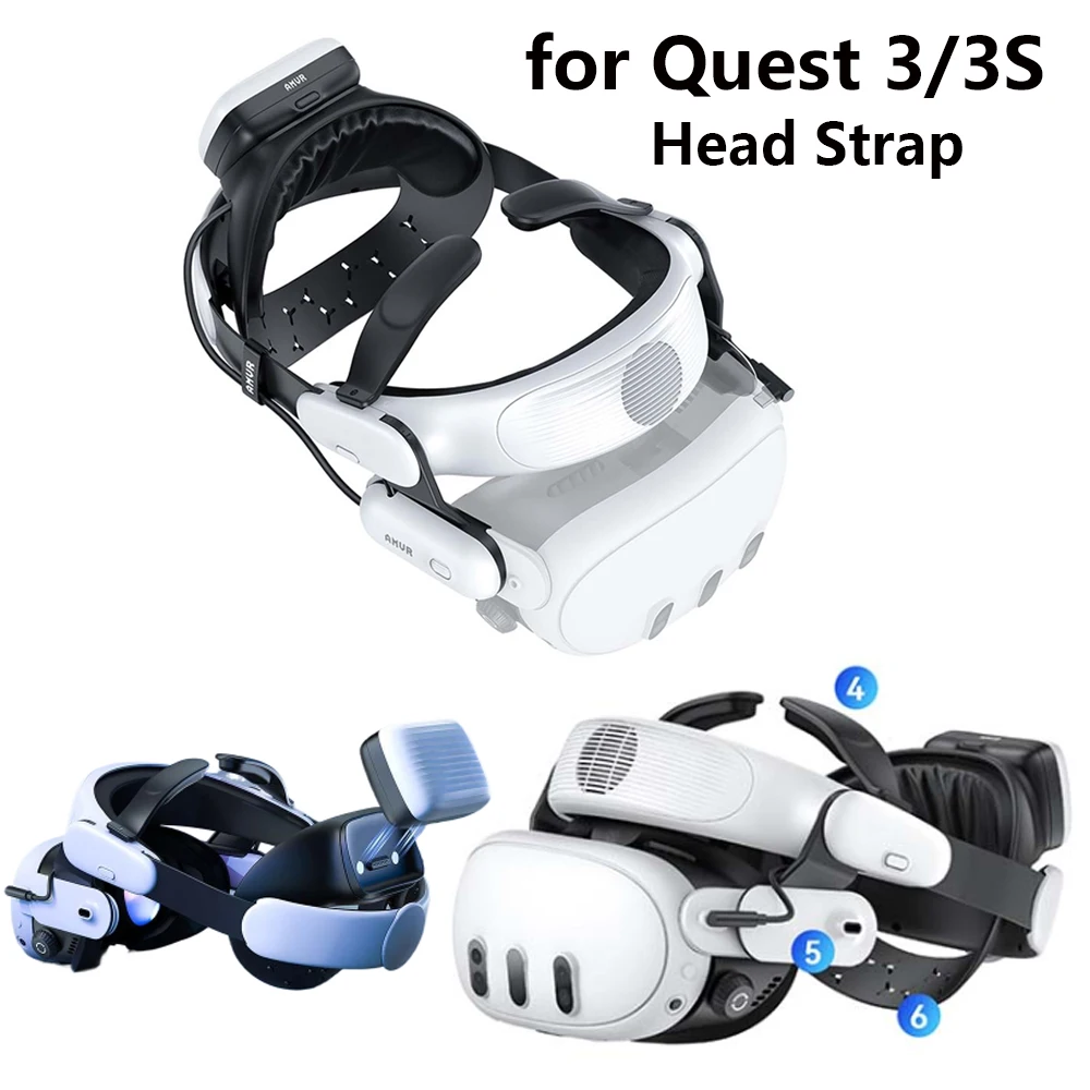 Head Strap with Battery for Oculus Quest 3 3S VR Headset with Fan 8000mAh Rechargeable Halo Strap for Meta Quest 3S VR Headstrap