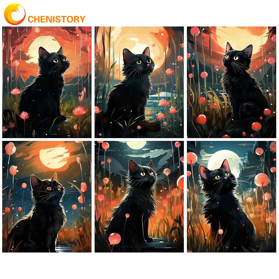 

CHENISTORY Paint By Numbers For Adults Diy Cat Acrylic Painting Paint By Numbers Kits On Canvas Picture For Home Wall Decor Gift