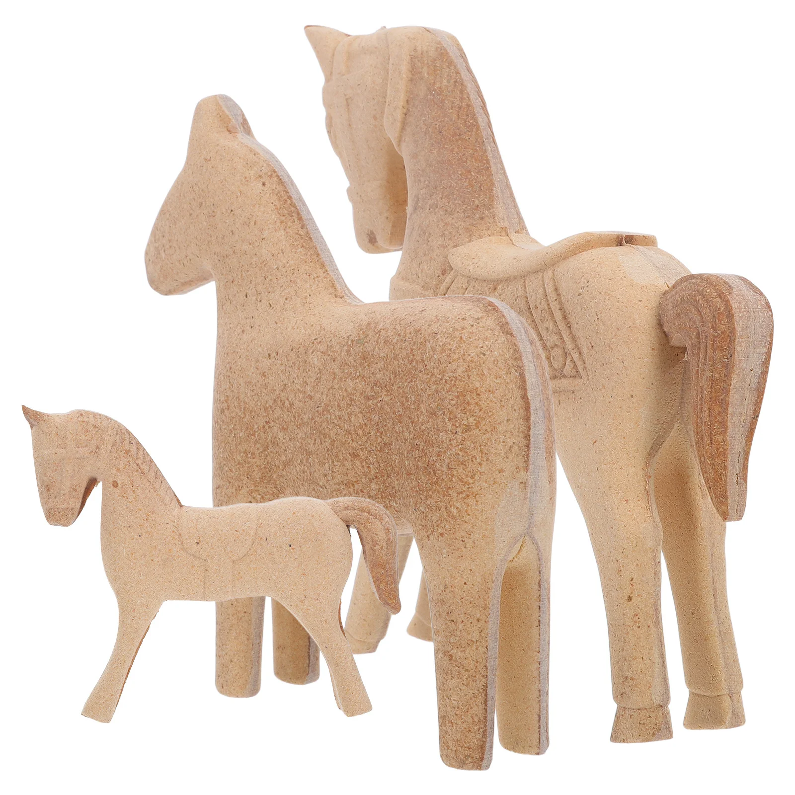3Pcs Paintable Wood Horse Cutout for Creative Crafting Kids Adults Farm Themed Art Project Rustic Wooden Animal Decoration