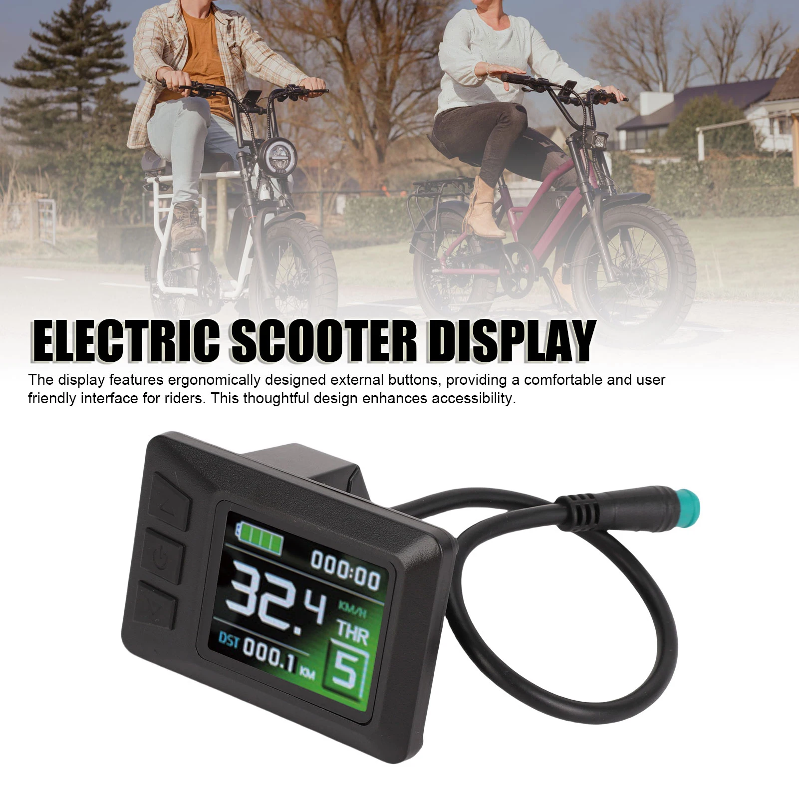 

Electric Scooter Display Electric Scooter Dashboard 5 Pin Rain Proof Connector ABS Lightweight Fine Craftsmanship for Cycling