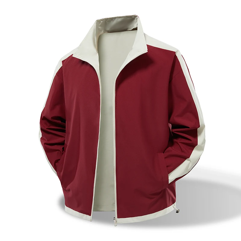 

Casual Loose Double-Sided Wear Outdoor Jaet for Men Spring Autumn American Sle Polyester Fabric Windproof Zipper Closure
