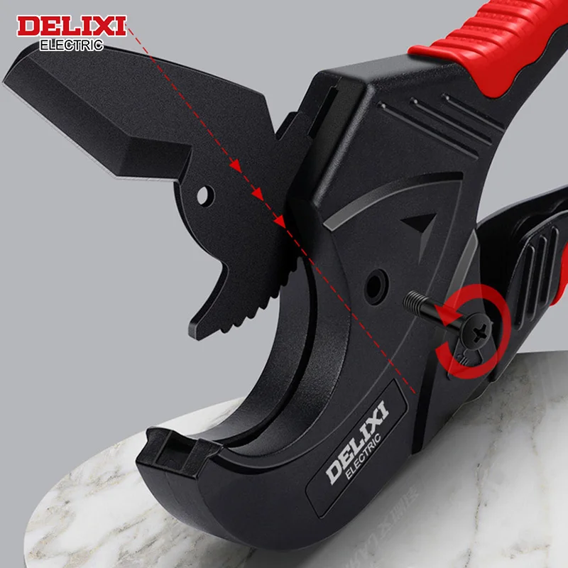 DELIXI ELECTRIC Pipe Cutter,Pipe Scissors SK5 Material Ratchet Cutter PVC/PU/PP/PE Hose Cutting Hand Tool,for Plumber,Homeowners