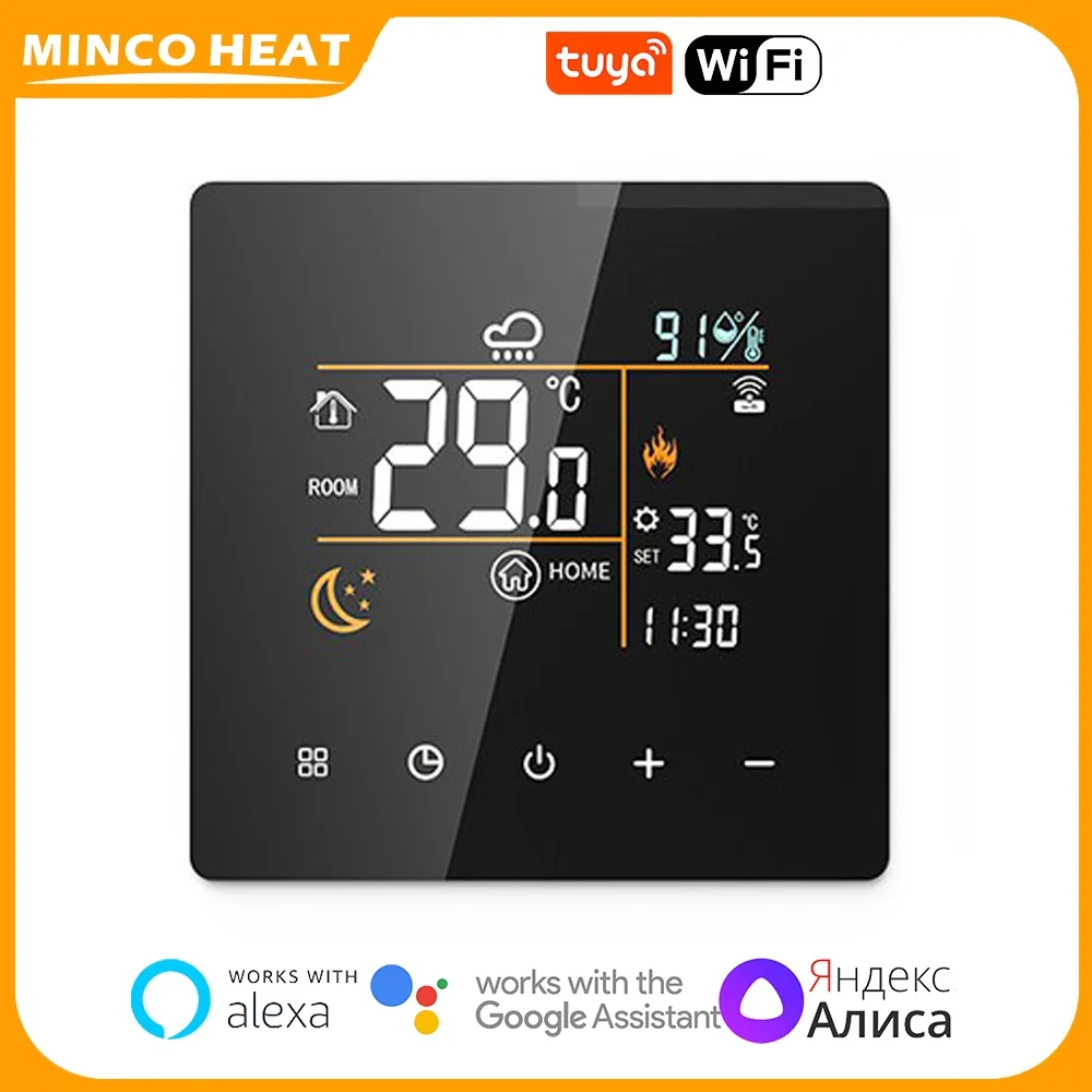 Minco Heat  3A/16A/25A AC90~240V Tuya WiFi Smart Tuya Thermostat for Electric Floor Heating/Water Floor Heating/Gas Boiler