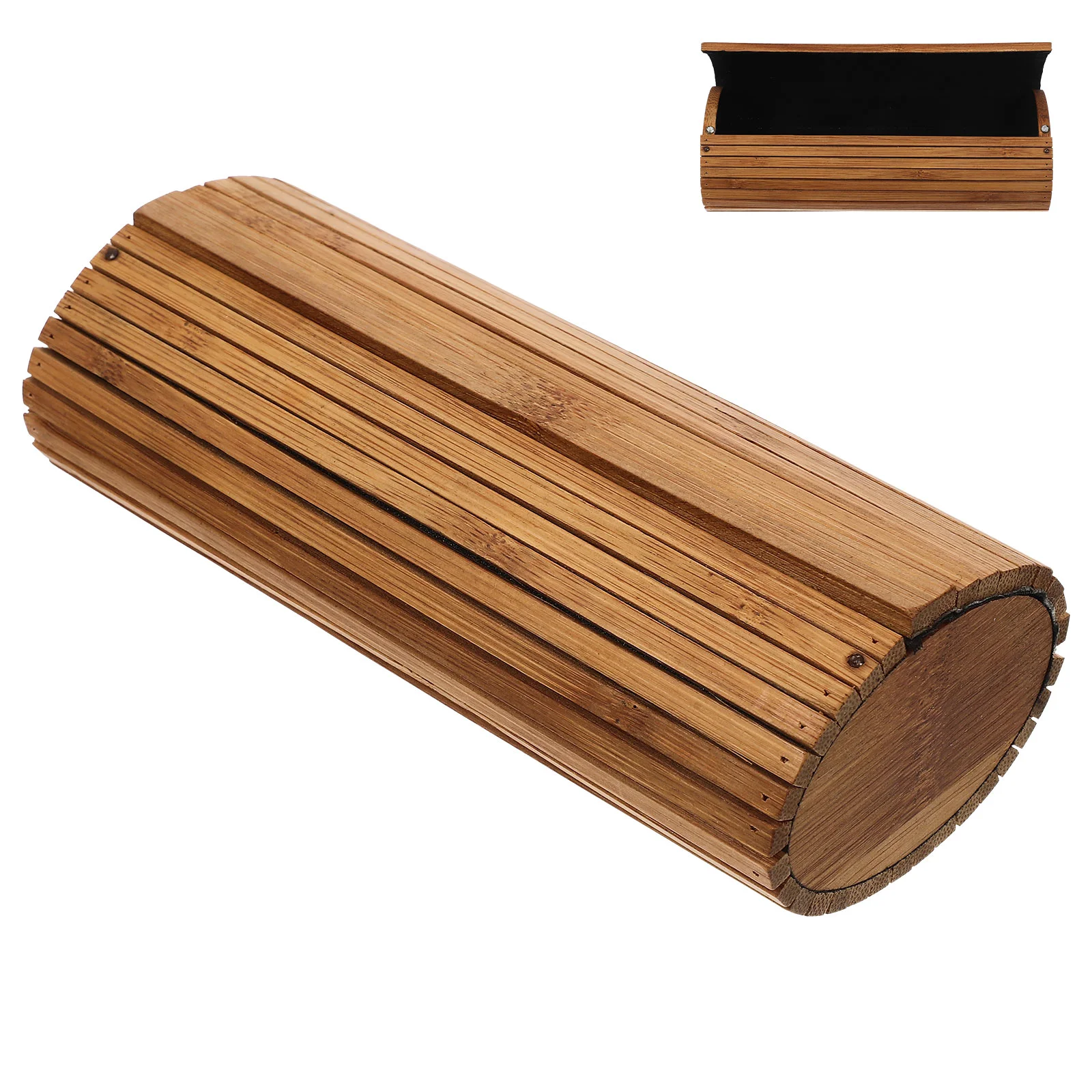 Bamboo Glasses Case Stylish Double Layer Sunglasses Storage Box for Men Women Protective Clamshell Eyewear Container