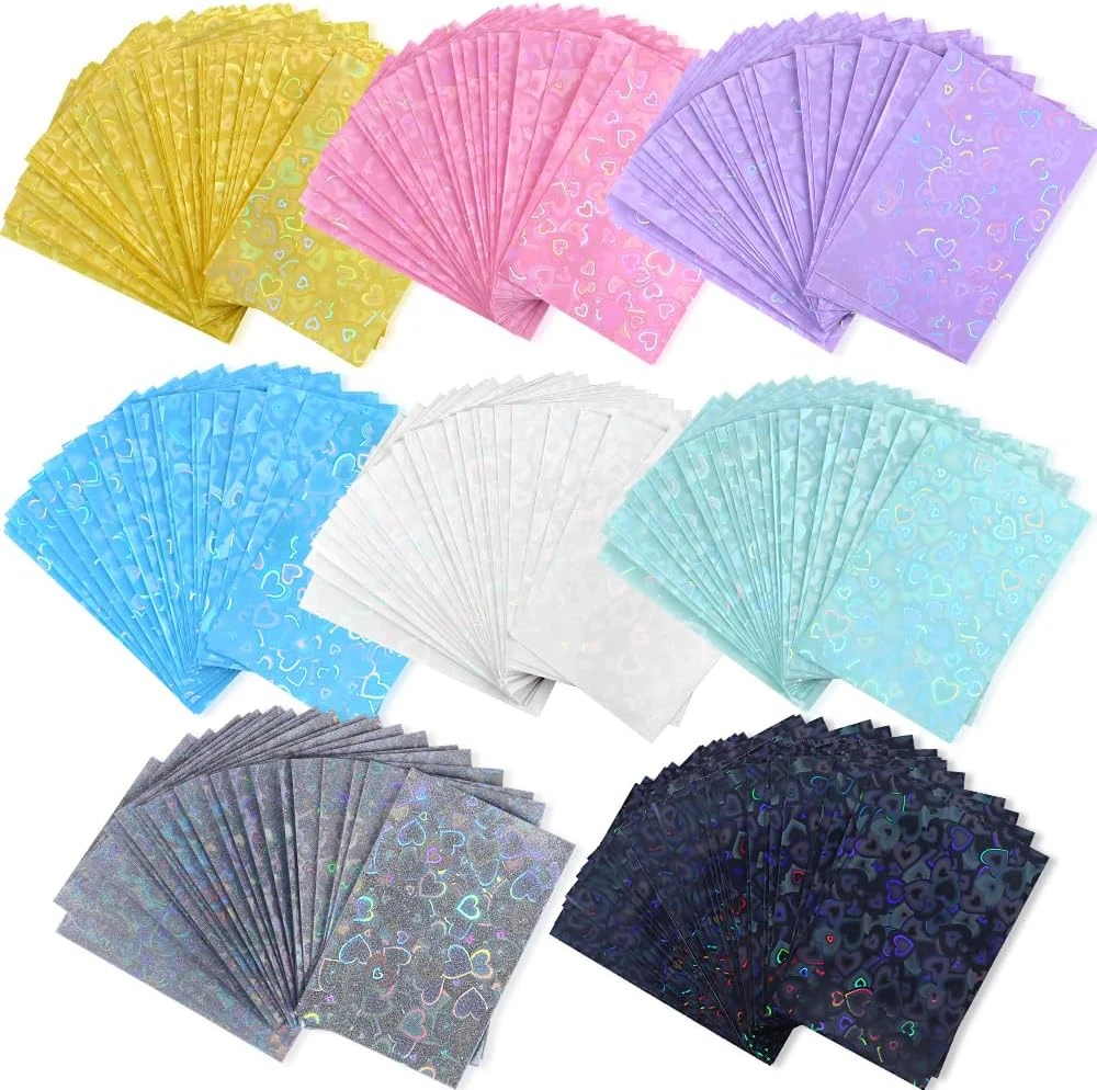50-100pcs 61x91mm Kpop Photocard Sleeves Laser Love Heart Card Sleeves Holographic Clear Card Sleeves for Baseball Game Card