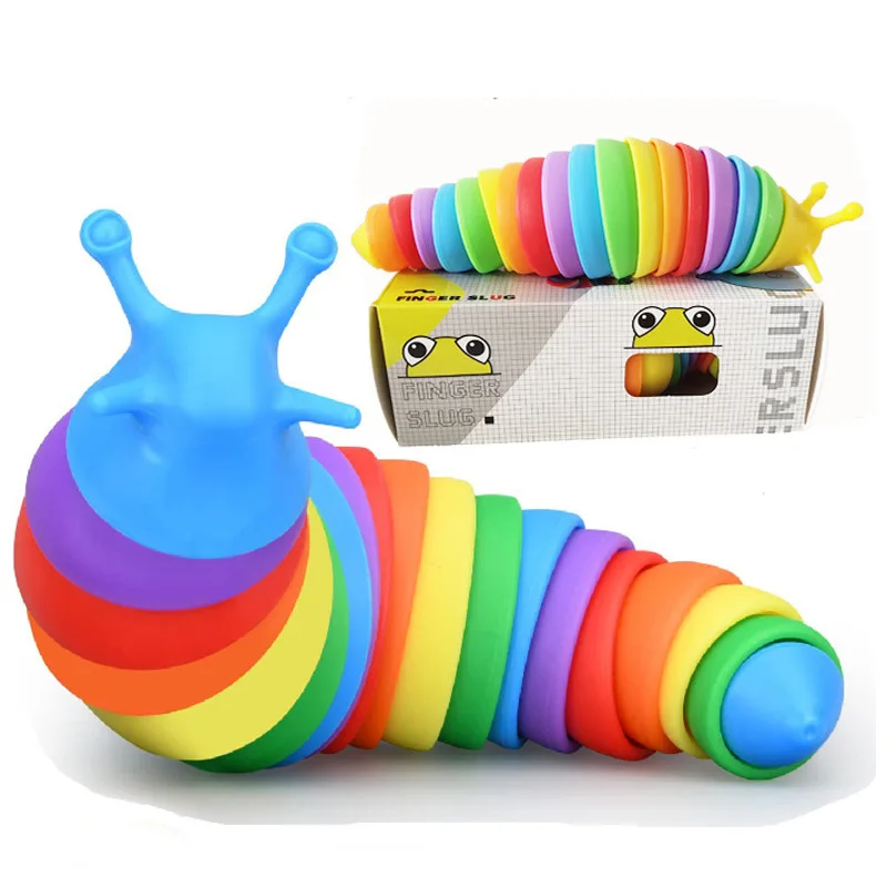 Funny Fidget Slugs Articulated Sensory Slug Toy Realistic Worm Caterpillar Fidget Toys for Kids Adults ADHD Autism Stress Relief