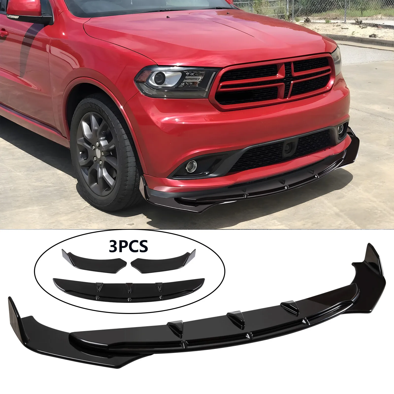 

3 шт., спойлер для переднего бампера, нижний сплиттер для подбородка, глянцевый черный для Dodge Durango