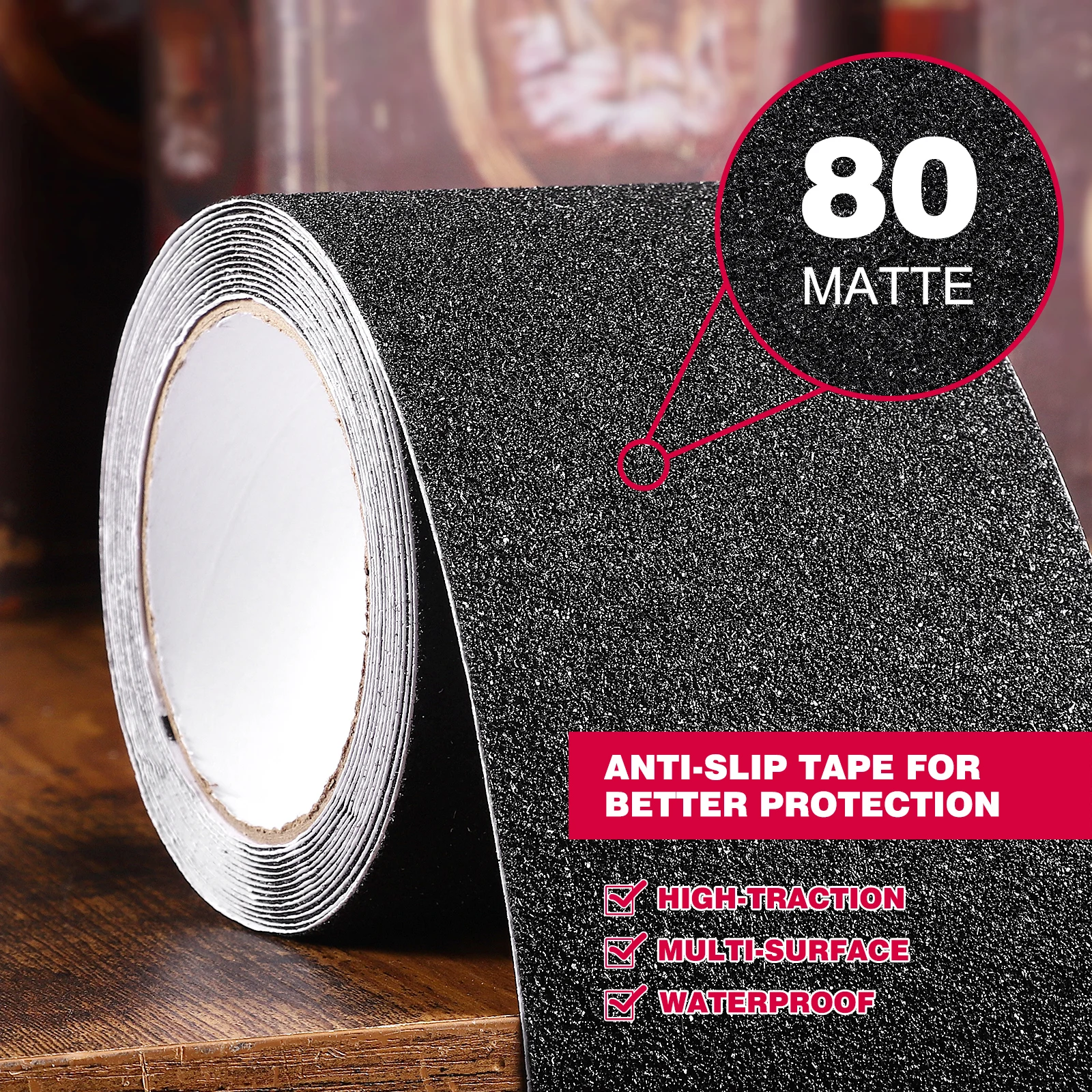 

Black 10pcs Anti Safety Tape PVC Matte Traction Stair Treads Deck Floor Waterproof Chemical Resistant for Indoors