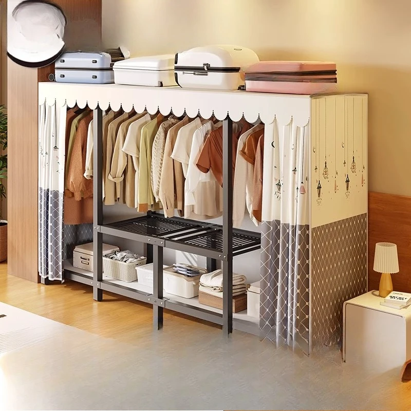 

Full steel frame magnetic door curtain square tube simple installation-free wardrobe dust-proof