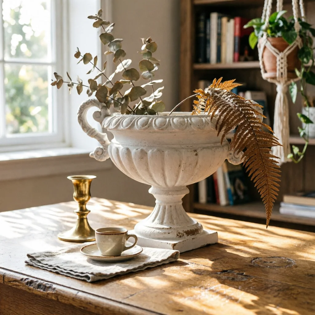 Urn Planter with Pedestal Antique-Style Urn Planter with Handles Pedestal Vase Traditional Vessel Refined for Decorators, Garden