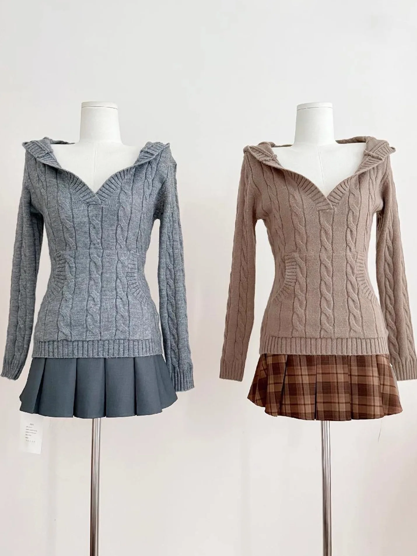 

Утягивающий вязаный топ с V-Ne и поясом, корейская осенняя модная повседневная длинная женская толстовка све