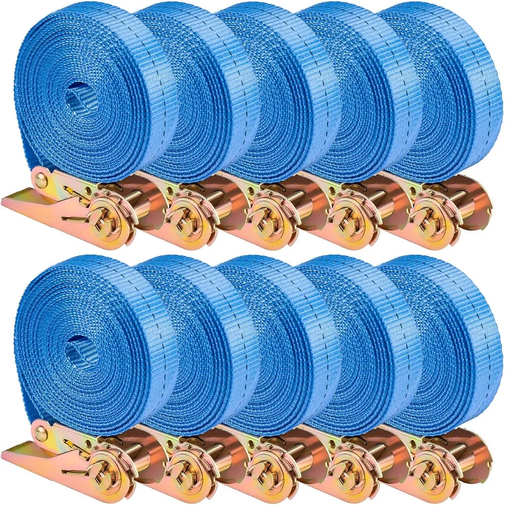 10x Ratchet Straps Tie Down 25mm X 6 Meter 5 tons Heavy Duty Claw Lorry Lashing