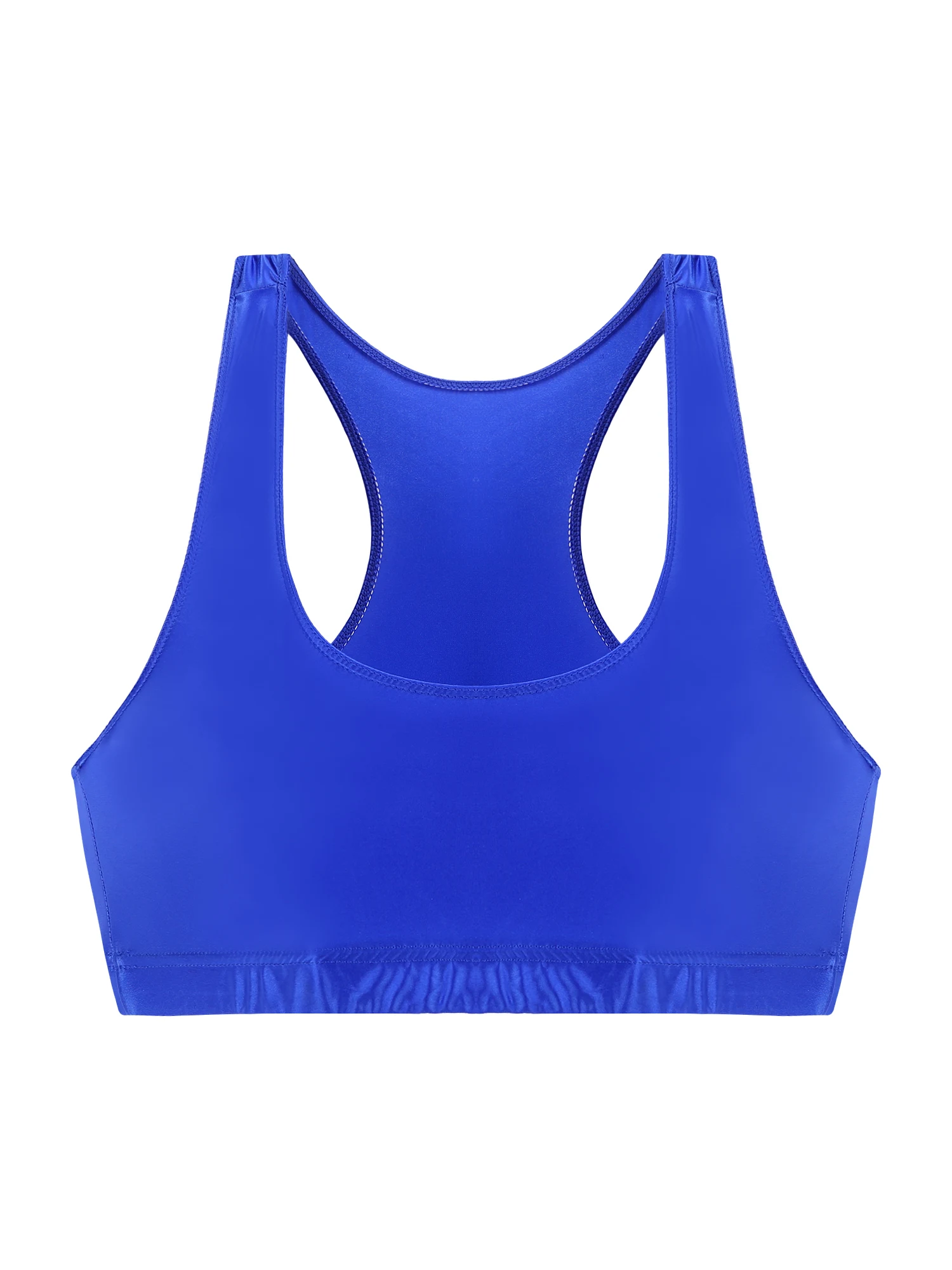 Womens Glossy U Neck Tank Tops Solid Color Sleeveless Crop Top Vest Tanks Gym Fitness Swimming Camis for Sport Yoga