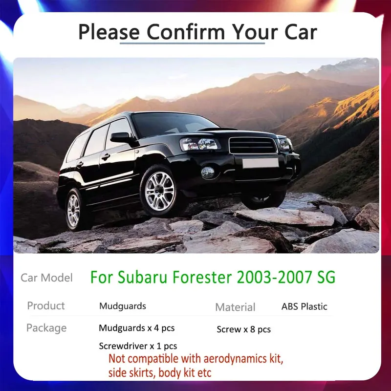 for Subaru Forester SG 2003~2007 2004 2005 2006 2th Gen Tire Fender Mud Flap Car Mudflaps Splash Guards Car Accessories Stickers