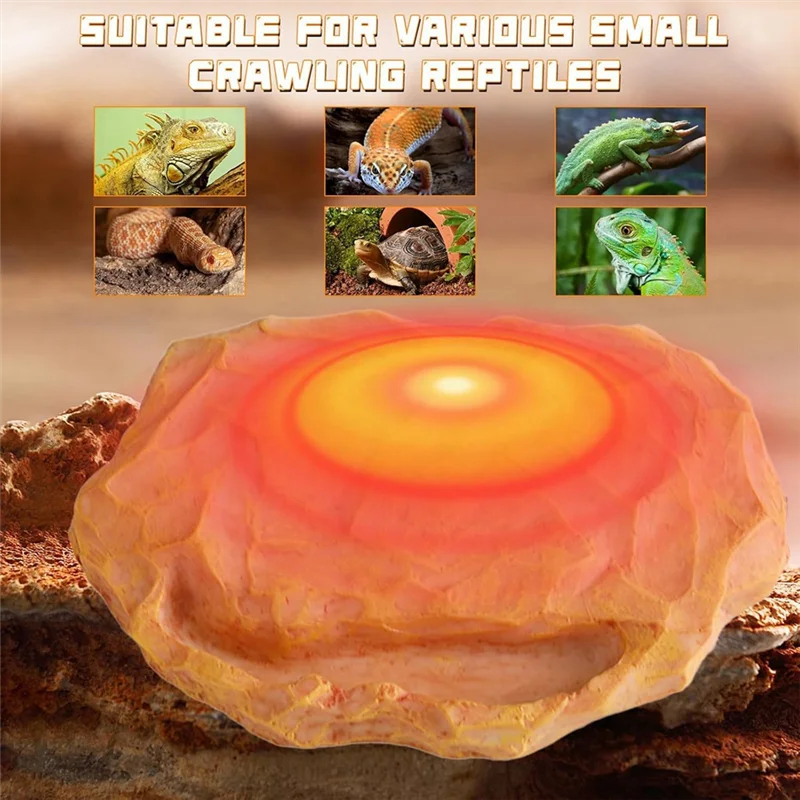 

B62B-Reptile Heat Rock With Feeding Trough Heat Rock For Bearded Dragon Temperature Adjustment Heat Rocks EU Plug