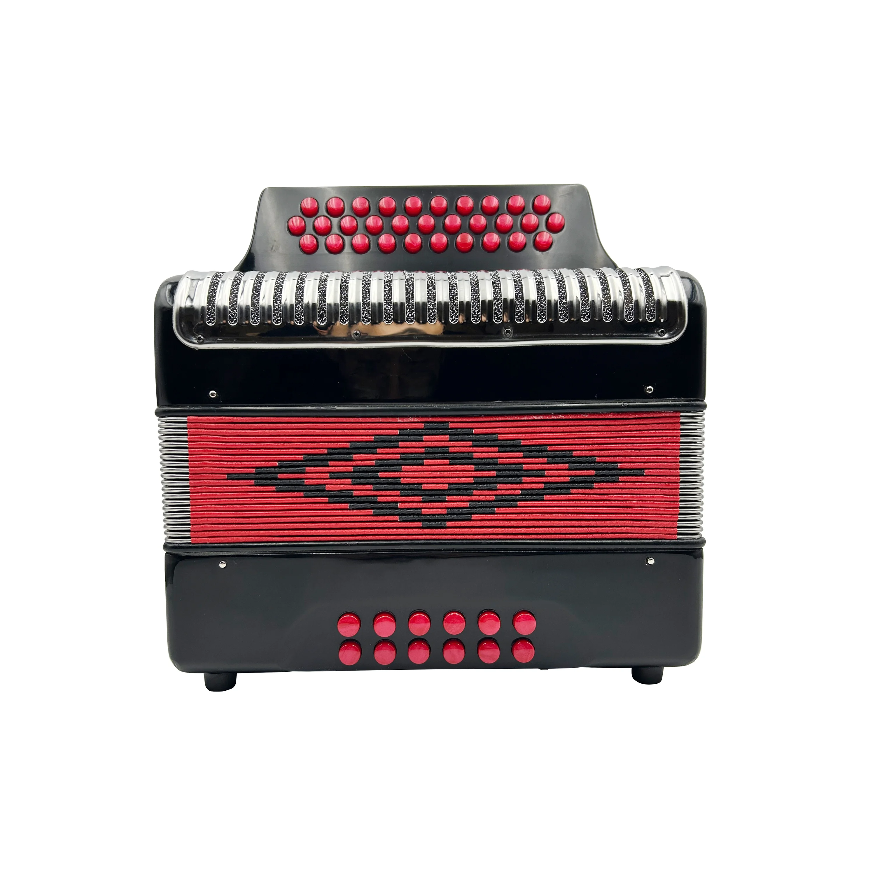 Professional 12 Bass Button Accordion Instrument 31-Button JB3112C Diatonic Conformation Wood Black Acordeon