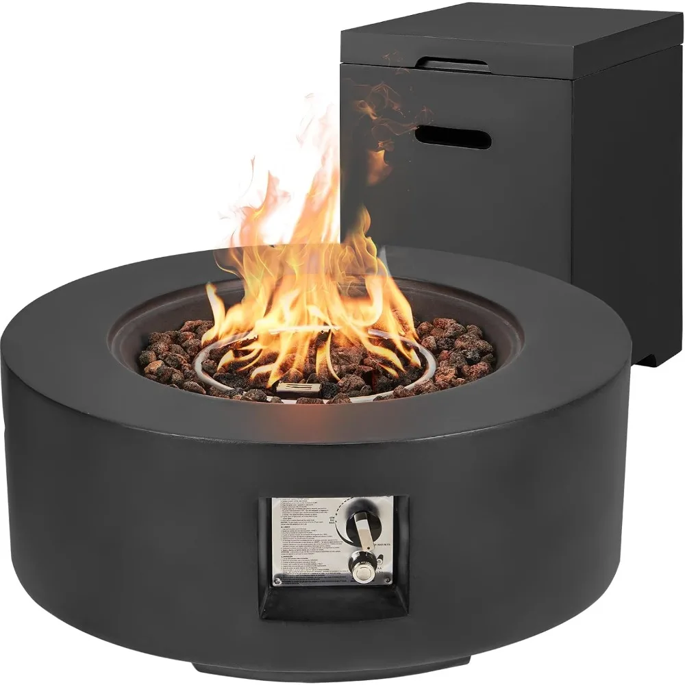 

50,000 BTU Outdoor Propane Gas Fire Pit Table, 30 Inch Auto-Ignition Round Gas Fire Pit,Steel Fire Table w/Weather-Resistant Pi