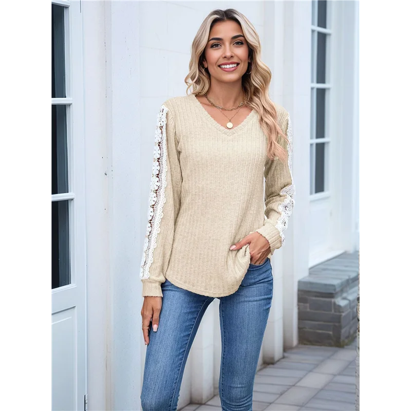 

CGS-Womens Long Sleeve Shirts V-Neck Tops Business Casual Blouses Tee Trendy 2025 Fall Fashion Outfits Clothes