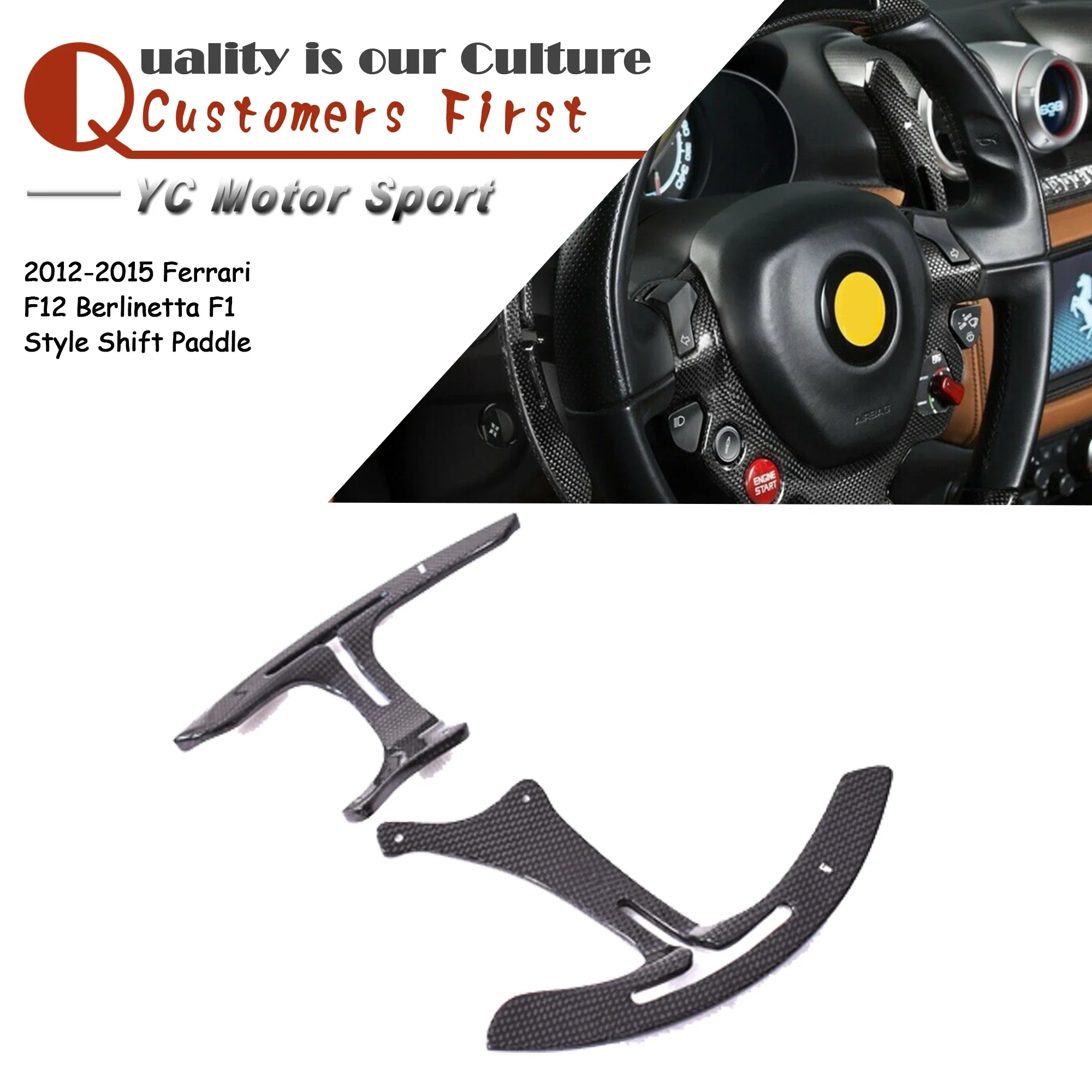 

Sale Car Accessories Dry Carbon Fiber F1 Style Paddle Shift Fit For 2012-2015 Ferrari F12 Berlinetta Plain Weave