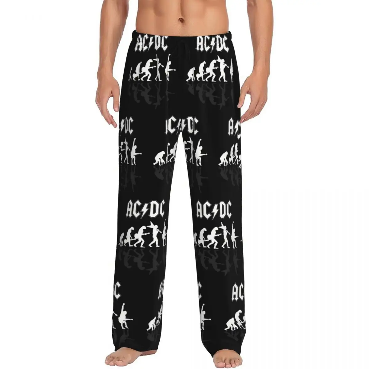 

Custom AC DC Pajama Pants Men's Rock Band Sleepwear Lounge Sleep Bottoms Stretch with Pockets
