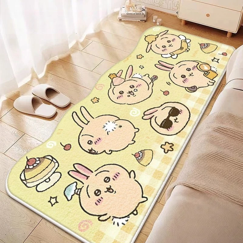 Chiikawa Usagi Kawaii Anime Cartoon Bedside Carpet Cute Bedroom Bay Window Living Room Sofa Foot Pads Thicken Wear-resistant