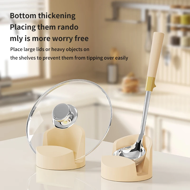 

1/2 шт., скандинавский стиль, бежевый/черный, силиконовая крышка для кастрюли, лопата, стеллаж для хранения, практичные многофункциональные кухонные принадлежности, нескользящая