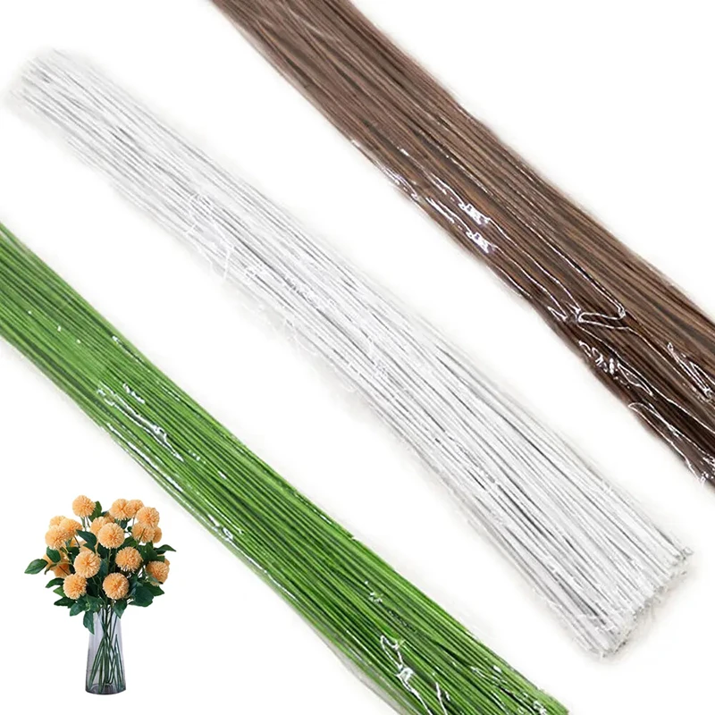 100Pcs 40cm Floral Wire Stems High Quality Paper Covered Artificial Branches Twigs Iron Wire For DIY Flower Making Accessory