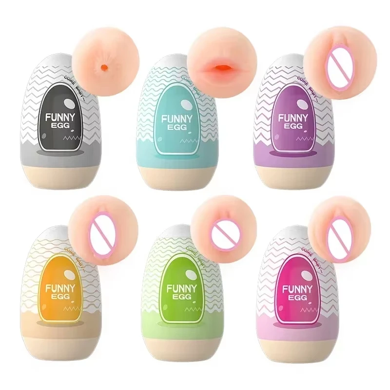 Egg Portable Stimulator Penis Massager Soft Rubber Adult Sex Toys for Men Realistic Vagina Pocket Pussy Mini Cups Masturbator view 3
