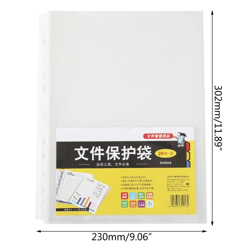 ADWE 20/100 Pcs Document Wallets Document Folders with 11 Holes for School Office Use