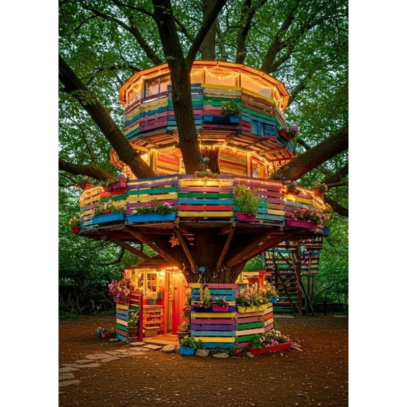 

500/1000/1200/2000 PCS Jigsaw Puzzles Tree Bookstore Scenery Family Activity Games for Gameroom Bedroom Gifts Home Decor