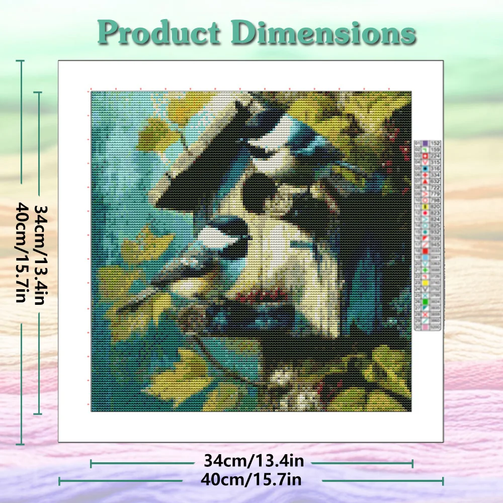 11CT Sparrow Bird House Cross Stitch Animal Landscape Theme Canvas Embroidery Kit New Arrival Decor for Home Holiday Gift