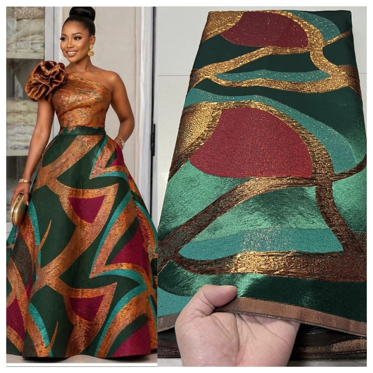 

2025 High Quality African Nigerian Tulle Lace Fabric Organza Embroidery Guipure Party Gown Dress Brocade Jacquard 5Yard YXZ175
